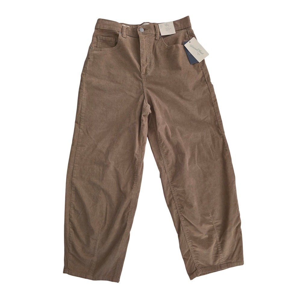 Universal Thread High Rise Easy Barrel Corduroy Pants Tan Brown Size 6R NWT